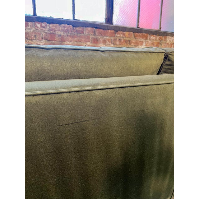 Mid 20th Century Three-Seat Sofa Attributed to Mies Van Der Rohe in Green Suede For Sale - Image 11 of 11