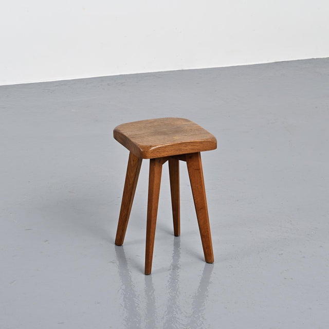 French Oak Stool, 1950s For Sale - Image 3 of 12