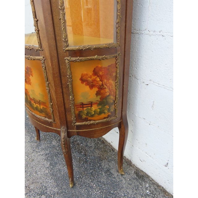 French Hand Painted Vitrine Display Curio Cabinet Cupboard 6344 For Sale - Image 14 of 18