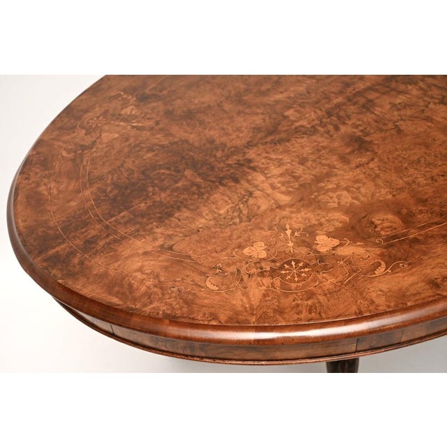 Mid 19th Century Antique Victorian Inlaid Burr Walnut Loo Table, 1860 For Sale - Image 5 of 11