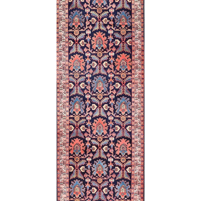 Tribal Long Antique Persian Hamadan Runner With All-Over Sub-Geometric Design For Sale - Image 3 of 14