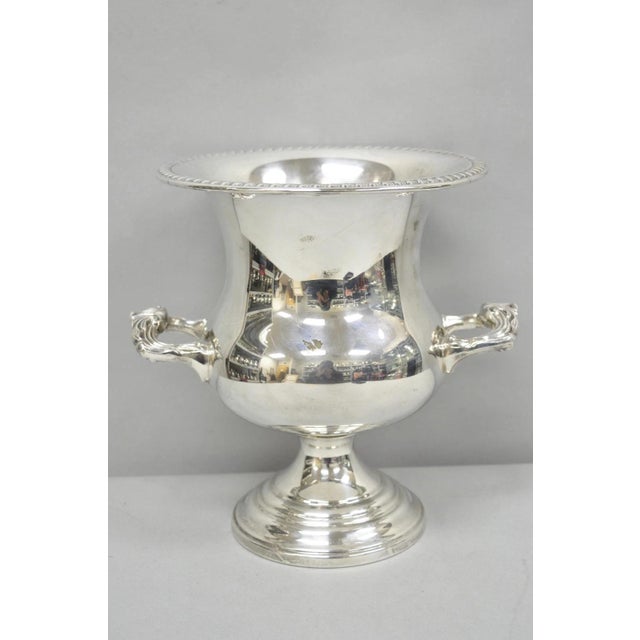Metal Vintage Sheridan Silver Plated Trophy Cup Urn Champagne Chiller Ice Bucket For Sale - Image 7 of 16