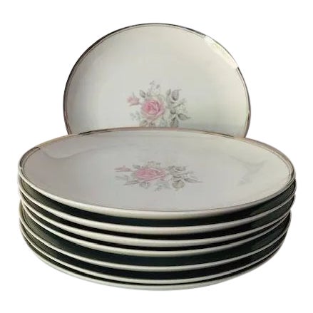 Vintage Empress China Japan "Rosetta" Pattern Set of 8 Dinner Plates For Sale