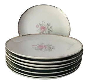 Vintage Empress China Japan "Rosetta" Pattern Set of 8 Dinner Plates