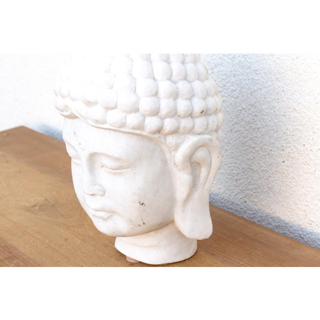 Serene Ascetic, Large Finely Carved Marble Buddha For Sale In Los Angeles - Image 6 of 11
