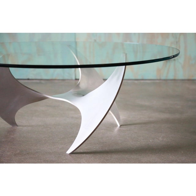 1970's Propeller Coffee Table by Knut Hesterberg (Attr.) Aluminum and Glass For Sale - Image 9 of 12