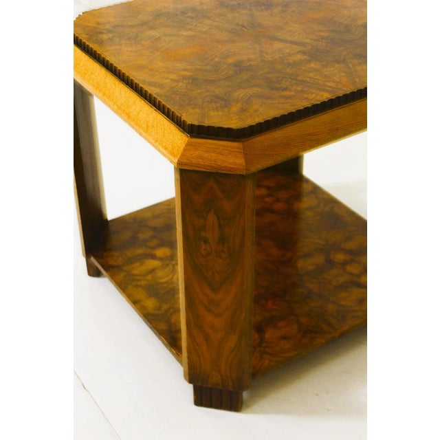 Art Deco French Side Table in Walnut Burl and Oak, 1925 For Sale - Image 12 of 14