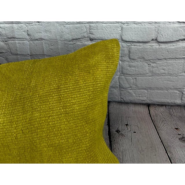 Turkish 16 x 24 Hemp Pillow Turkish Cushion Natural Green Pillow Cushion Cover For Sale - Image 3 of 4