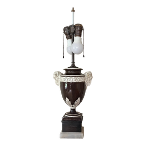 Fine Antique 19th Century Italian Creamware Urn With Goat Mask Handles Mounted as a Table Lamp