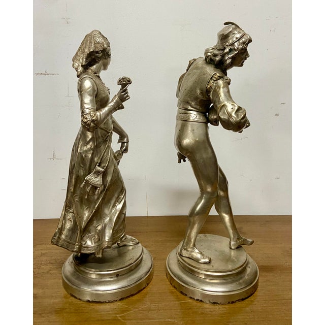 Belle Époque Silvered Bronze Sculptures from Adrien Etienne Gaudez, 1890s, Set of 2 For Sale - Image 11 of 14