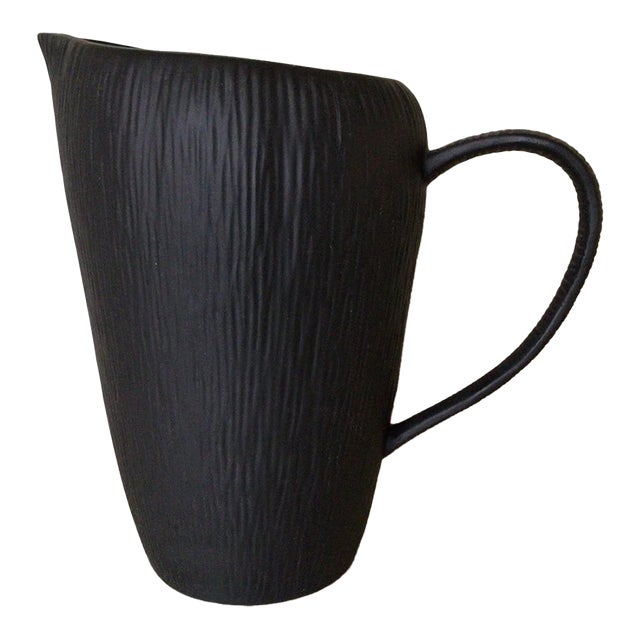 1980s Michael Aram Matte Black "Africana Collection" Pitcher For Sale
