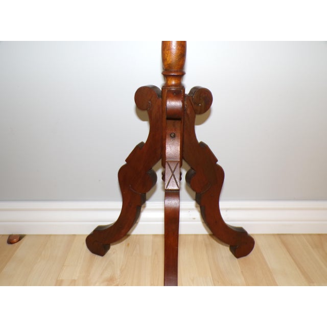 Antique Victorian Plant Stand Eastlake Candlestick Table Tripod Bust Stand For Sale - Image 9 of 13