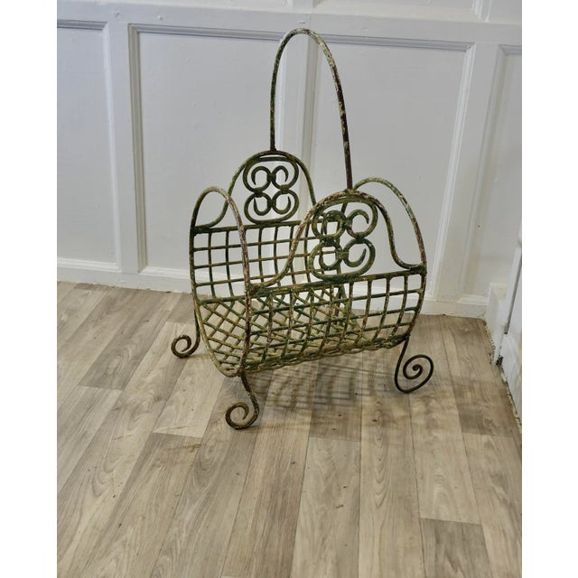 19th Century French Wirework Log Carrier Basket For Sale - Image 7 of 9