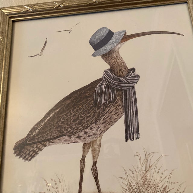 Early 21st Century Whimsical Bird Prints in Silver Frame ~ a Pair For Sale - Image 4 of 11