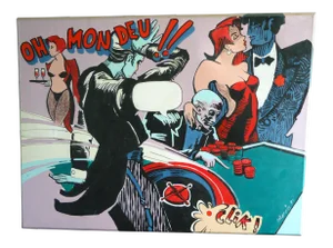 Acrylic on Canvas " Oh Mon Deu " Great Pop Art by Mario Ciceron