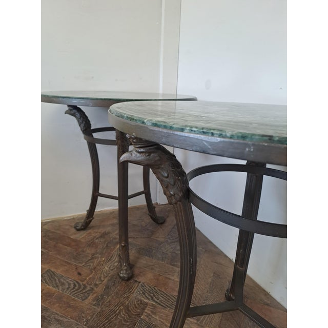 French Marble and Metal Side Tables, 1930, Set of 2 For Sale - Image 4 of 7