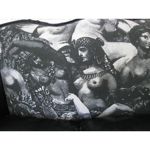 Wood Fornasetti Styled Black and White Victorian Snakeskin Sofa For Sale - Image 7 of 11