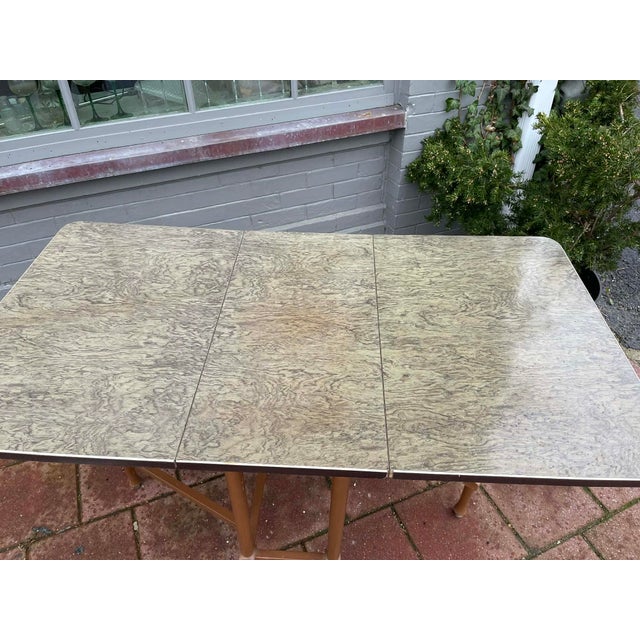 Vintage Retro Formica Folding Drop Leaf Dining Table For Sale - Image 4 of 9