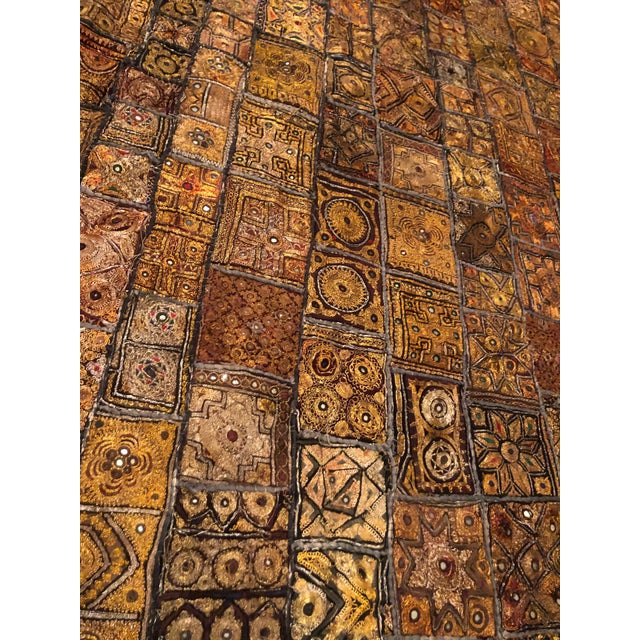 Late 20th Century Vintage Indian Mirrored Quilt With Quilted Backing For Sale - Image 5 of 9