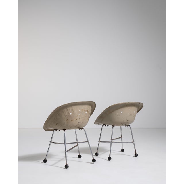 Modern Pair of Mid-Century Modern Upholstered Chairs, Antique, France, Circa 1960 For Sale - Image 3 of 13