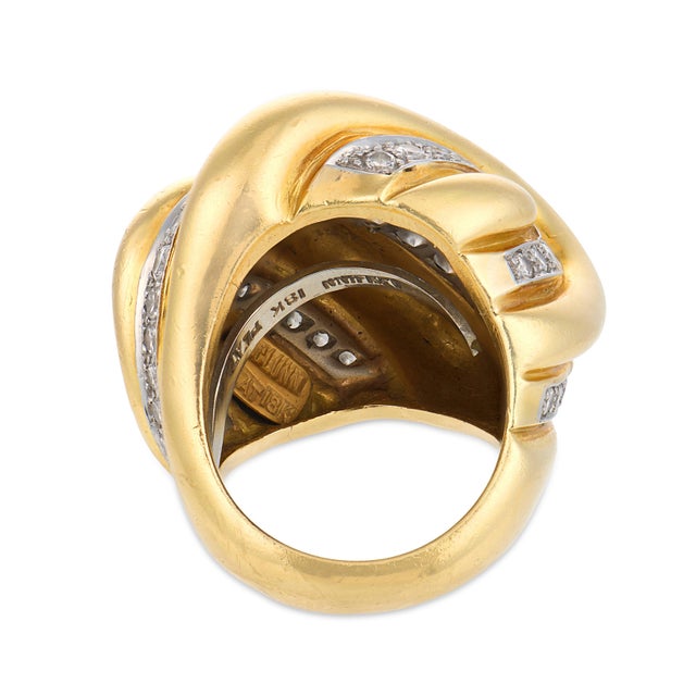 1980s Andrew Clunn 2.00 Carat Diamond 18k Yellow Gold Cocktail Ring, Size 5.5 For Sale In Los Angeles - Image 6 of 6