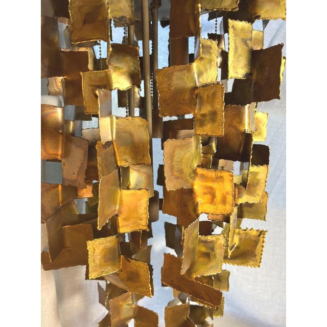 1960s Mid Century Modern Tom Greene Brutalist Torch-Cut Brass Chandelier for Feldman 1960s For Sale In Los Angeles - Image 6 of 10