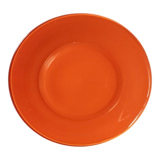 Vintage 1940s Mid Century Modern Tangerine Orange Glass Round Plate ~ 3 Avaiable For Sale