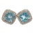 Bochic “Capri” Blue Topaz & White Topaz Italian Stud Earrings Set 18k - 2 Pieces For Sale