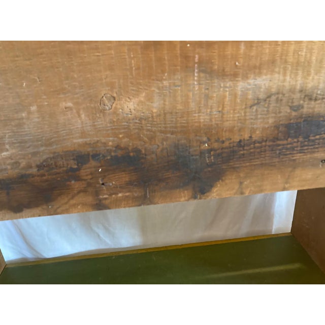 Antique Bucket Bench or Crock Shelf (W Original Green Milk Paint) For Sale - Image 9 of 13