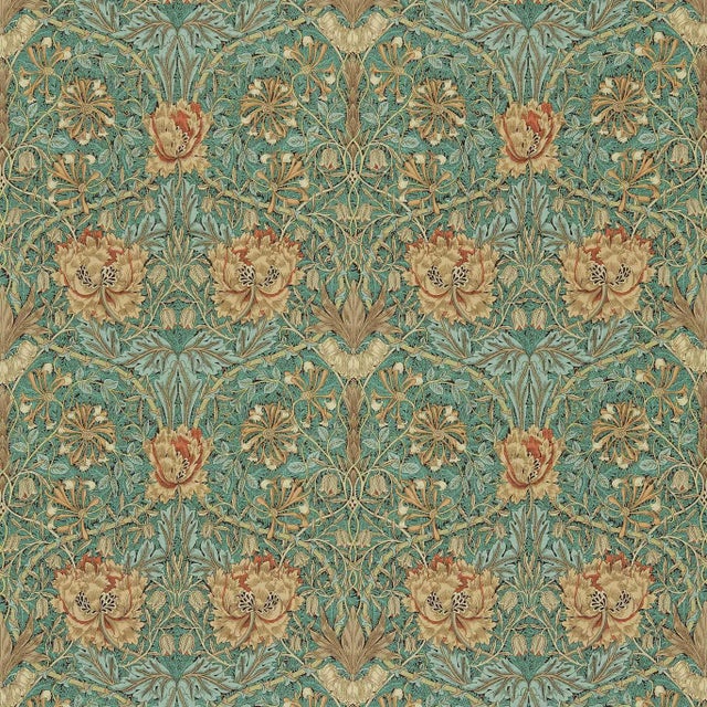 Morris & Co Honeysuckle & Tulip Fabric in Privet/Honeycomb For Sale