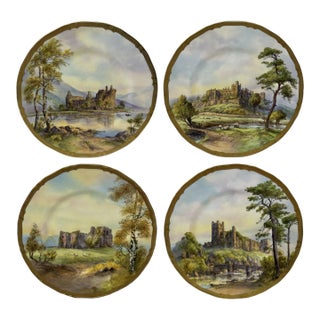 Royal Worcester Cabinet Plate Richmond Arundel Kilchurn Oystermouth Castle Views For Sale