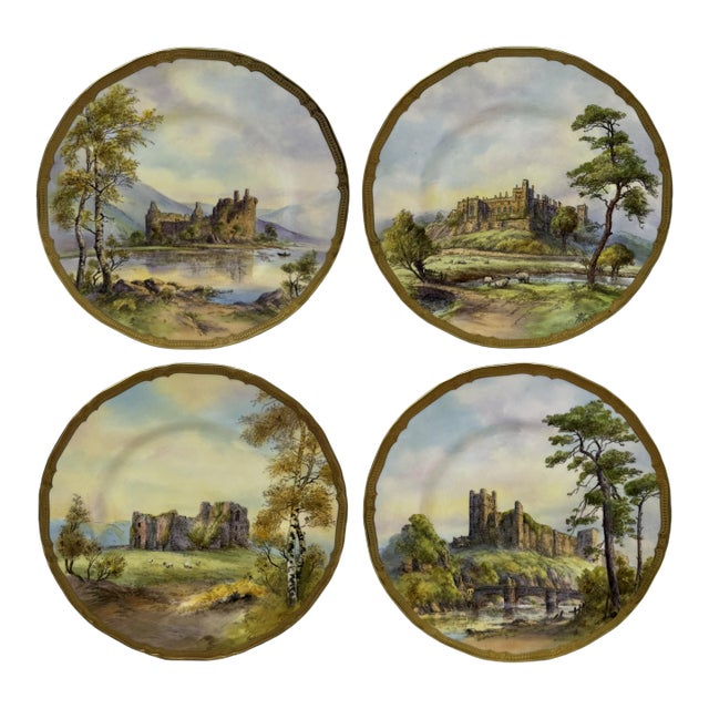Royal Worcester Cabinet Plate Richmond Arundel Kilchurn Oystermouth Castle Views For Sale