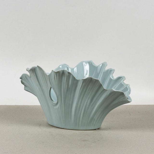 Henriette Glazed Ceramic Leaf Flower Vase For Sale - Image 4 of 9