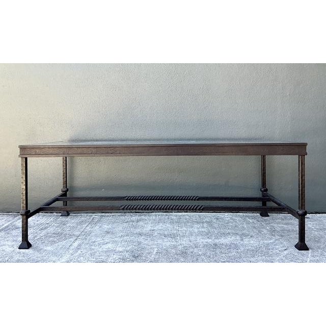 Spanish Revival Vintage Hammered Wrought Iron Coffee Table For Sale - Image 3 of 12