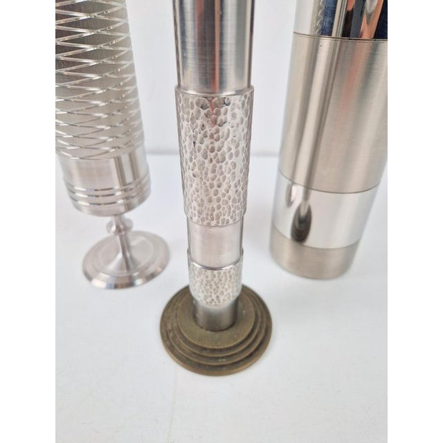 Brutalist Sculptural Metal and Brass Vases from BMF, Germany, 1960s, Set of 3 For Sale - Image 9 of 10