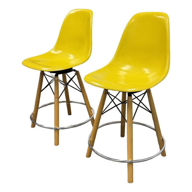 Modernica Case Study Dowel Swivel Counter Stools, Pair For Sale