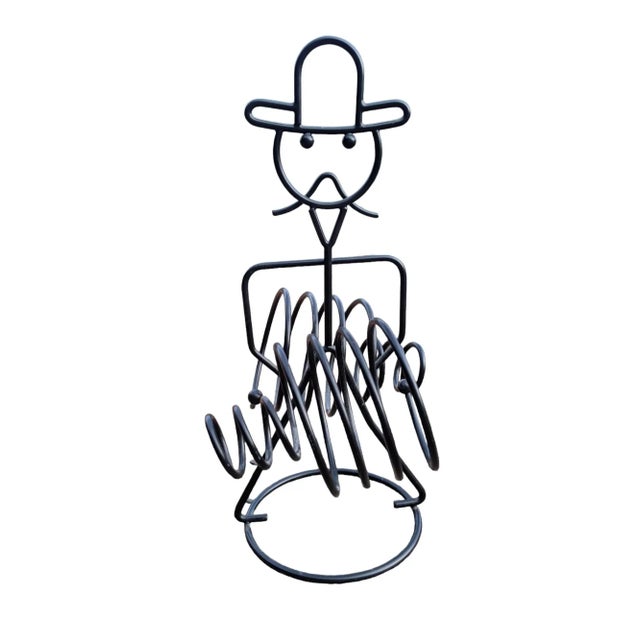 Black Vintage John Risley Style Black Metal Cowboy Bottle Holder For Sale - Image 8 of 10