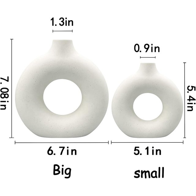 Modern Modern White Ceramic Boho Decorative Vase Set For Sale - Image 3 of 6