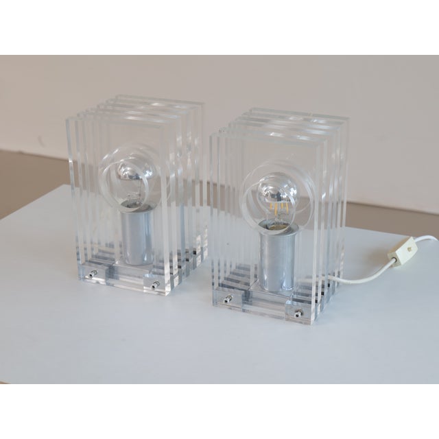 Acrylic Lamps in the style of Sandro Petti for Maison Janson, 1970s, Set of 2 For Sale - Image 12 of 13