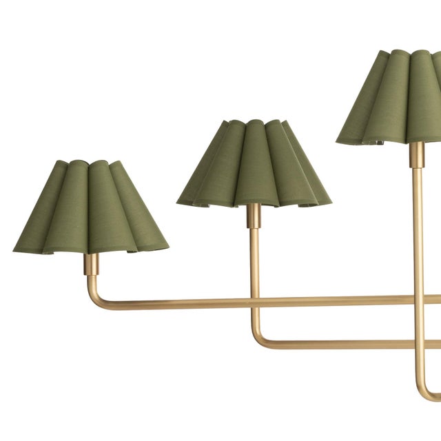 Regina Andrew Polly Chandelier, Natural Brass with Olive Scalloped Shade - 2 cartons For Sale - Image 4 of 7