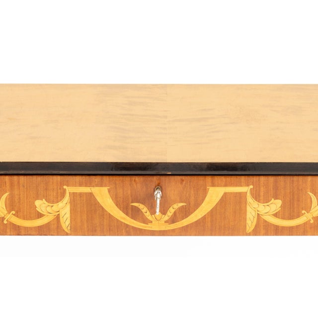 Neoclassical Style Marquetry Console Table For Sale - Image 4 of 9