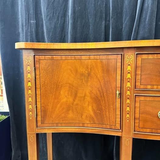 Federal Style Sideboard by Ethan Allen with Inlay A stately Federal style sideboard by Ethan Allen, crafted in rich...