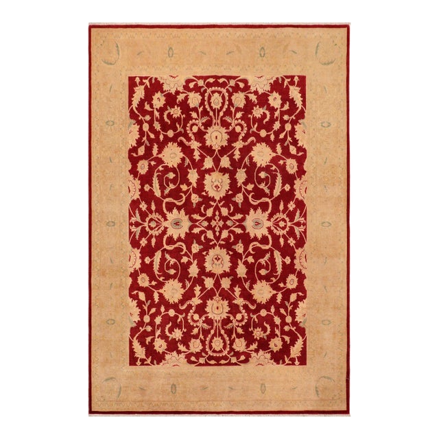 1990s Bohemien Ziegler Red Tan Hand-Knotted Wool Rug - 8'1'' X 9'10'' For Sale