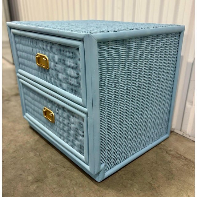 Coastal Chic Rattan Wicker Dresser & Nightstand Set For Sale - Image 11 of 12
