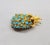 Metal Vintage Signed Alice Caviness Goldtone Faux-Turquoise Cabochon Pineapple Brooch For Sale - Image 7 of 7