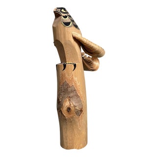 Vintage Japanese Hawk Wood Carving from Tsugaru, 1960s For Sale