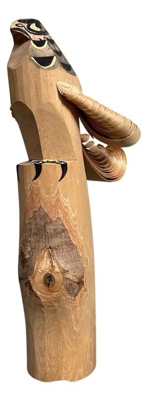 Vintage Japanese Hawk Wood Carving from Tsugaru, 1960s