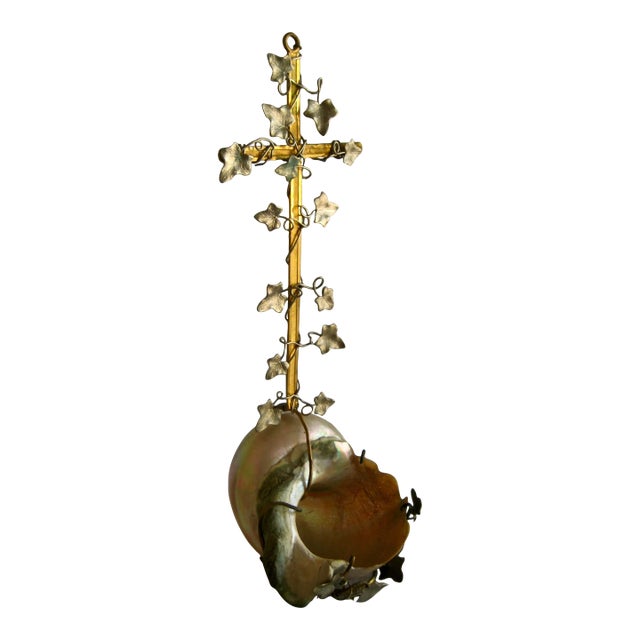 Late 19th Century French Mother of Pearl Large Holy Water For Sale