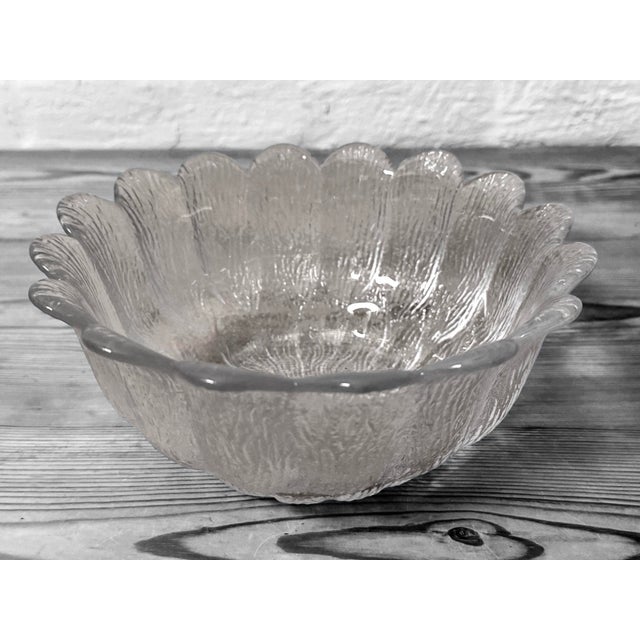 Sculptural glass bowl designed by danish designer sidse werner in 1975. the bowl is formed in substantial clear textured...