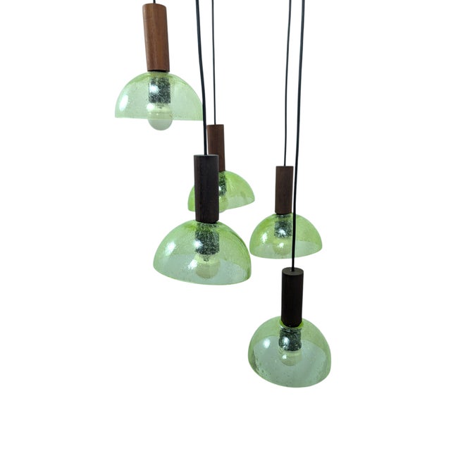 Wood Teak and Murano Glass Pendant Lamp, 1960s For Sale - Image 7 of 10